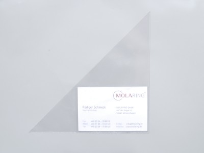 Dreiecktaschen mit Visitenkartenhalterung, 150 x 150 mm, selbstklebend